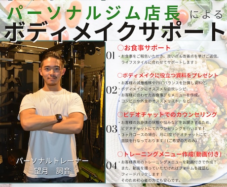 １ヶ月間ボディメイクを徹底サポートします 筋トレ・食事管理などボディメイクにおけるすべての徹底サポート イメージ1