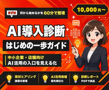中小企業のAI導入診断｜60分で方針を整理します AIは気になるけど何から始めるか分からない方の最初の一歩 イメージ1