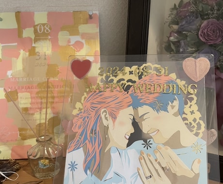切り絵ウェルカムボードお作りします 結婚式に合わせた淡い色合いの、重ね張りの切り絵です イメージ2