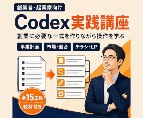 創業者向けCodex実践講座を行います 創業に必要な一式を題材にCodex操作を習得 イメージ2