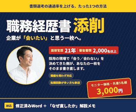 職務経歴書添削・作成｜人事のプロが作成します イメージ1