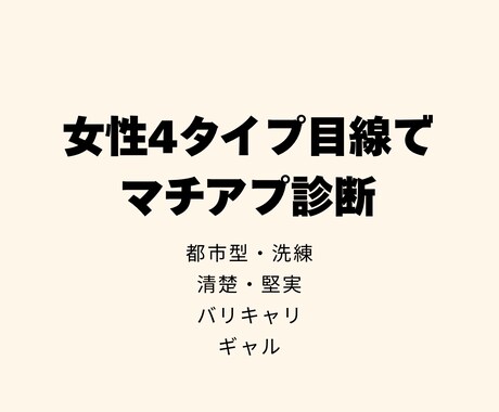女性４タイプ目線で厳しくプロフィールを診断します プロフィールを率直にフィードバックします。 イメージ1
