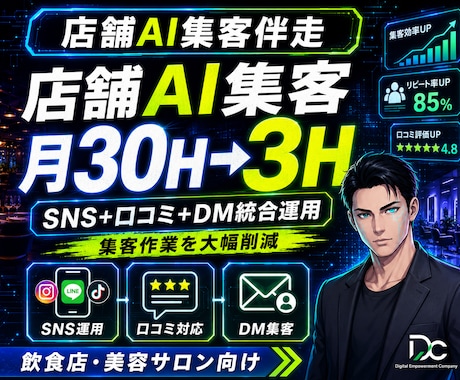 店舗AI集客｜SNS・口コミ・MEOを内製化します 代行に頼らず業界別テンプレ×ビデオ伴走で集客を仕組み化します イメージ1