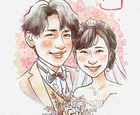 ウェディング似顔絵お描きします ご自身、お友達、プレゼントにいかがですか？【データ納品】 イメージ1