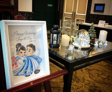 結婚式のウェルカムボードを作成いたします 結婚式の会場に映える！2人の似顔絵を思い出に残されたい方へ イメージ2