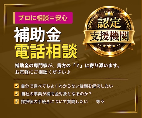 専門家と電話で話そう！補助金の相談承ります 【補助金何でも電話相談室】～専門家と話せばカンタンに解決～ イメージ2