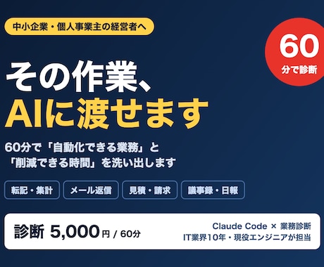 業務の自動化候補を60分で診断します その作業、消せます｜60分で自動化候補と削減時間を数値化 イメージ1