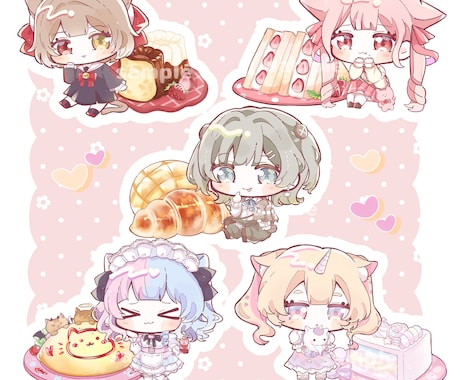 デフォルメキャラと食べ物を描きます グッズ制作やSNS利用などにおすすめ！ イメージ2