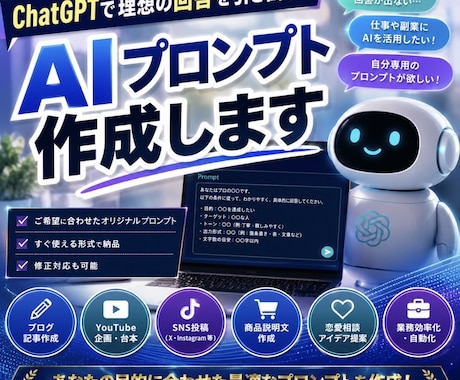 あなた専用のAIプロンプト作成します ChatGPTで理想の回答を引き出すプロンプトを作成します！ イメージ1