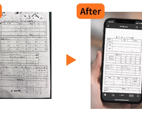 手書きの帳票を一生使える綺麗なPDFに再現します スマホ写真1枚で、ボロボロの帳票を一生使えるPDFへ イメージ2
