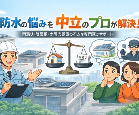 屋上の防水工事を中立な立場で判断します 太陽光パネル設置時の、防水への不安も相談できます イメージ1
