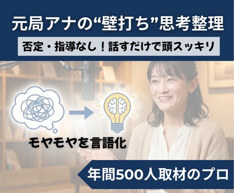 元局アナの「壁打ち」思考整理。モヤモヤ言語化します 否定・指導なし。話すだけで脳内デトックス＆次の行動が見える イメージ1