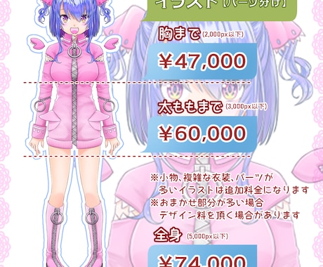 LIVE2D用イラスト・パーツ分けいたします パーツ分けイラストお描きします！ イメージ2