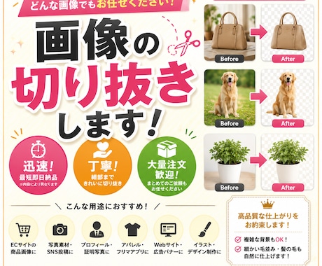 画像の切り抜きをいたします 商品画像や人物背景を単色・透過！大量注文歓迎！ イメージ1