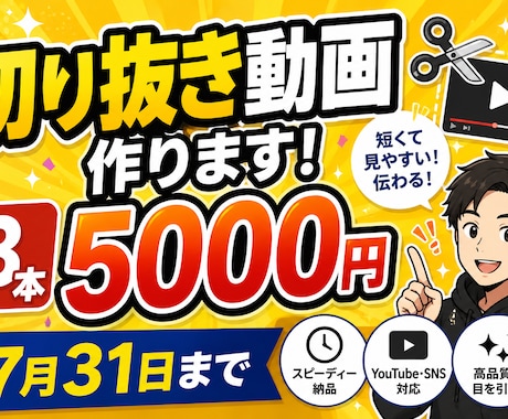 切り抜き作ります 丸投げでこちら選定！只今5000円で3本作成致します。 イメージ1