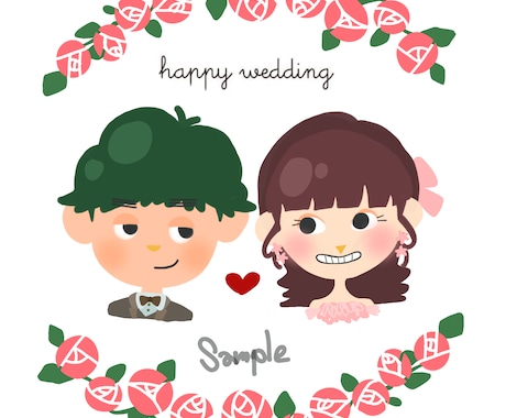 結婚式・記念日ほっこり可愛い似顔絵を制作します ウェルカムボードや記念日用に思い出に残る一枚に仕上げます。 イメージ2