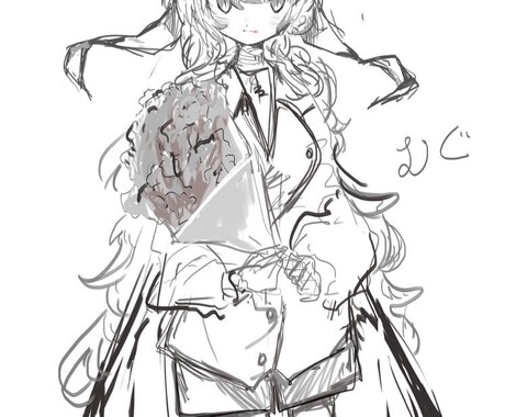 イラスト制作をしています 可愛い女の子のモノクロイラストを描きます。 イメージ2
