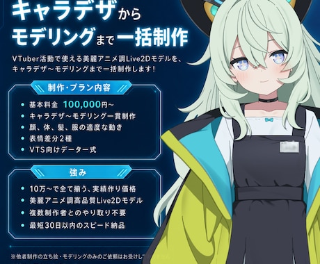 先着1~3名/Live2Dモデル一括制作します 美麗アニメ調モデルをキャラデザから納品まで イメージ2