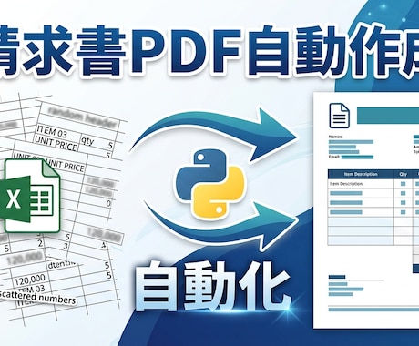 ExcelデータからPDF請求書を自動作成します 【業務自動化②】経理・一般事務11年の実務経験で解決 イメージ1