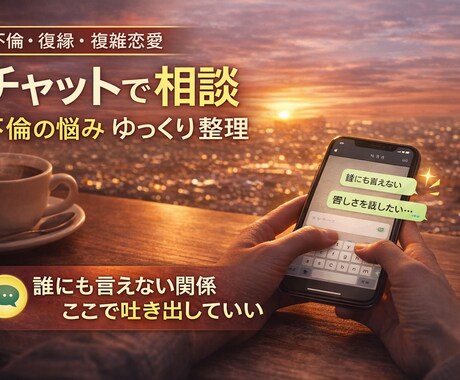 不倫・複雑恋愛｜チャットで気持ちを整理します 今すぐ話せない人へ。チャットでゆっくり整理できます イメージ1