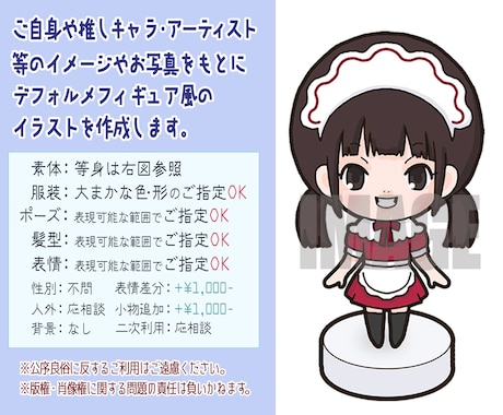 あなたをSDキャラ・ねんどろいど風イラスト化します ご自身や推しアーティスト、キャラをデフォルメフィギュア風に！ イメージ2