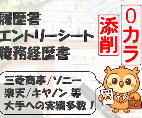 実績多数！企業にウケる履歴書・ES等を添削します 文・理問わず大手企業50社で選考通過したノウハウを提供します イメージ1