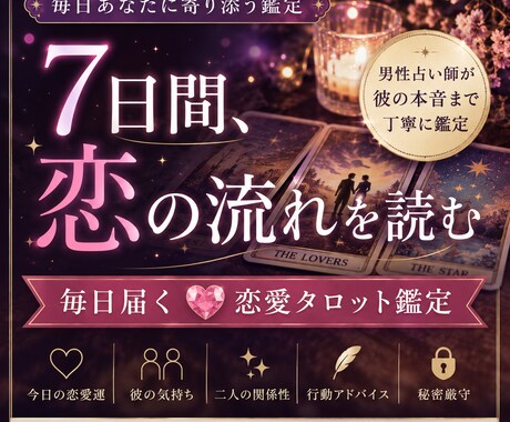7日間毎日恋愛タロット鑑定します 毎日の恋の流れと彼の本音を読み解きます イメージ1