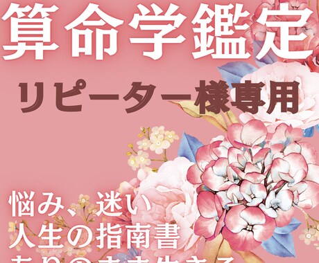 リピーター様専用＊＊　算命学で深掘り鑑定いたします さまざまなお悩みの解決へ、算命学の観点からみます