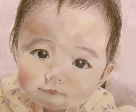 素敵な瞬間を絵に！赤ちゃん似顔絵をお届け致します 鉛筆&色鉛筆で温かみのあるデッサン似顔絵　贈り物にも◎ イメージ2