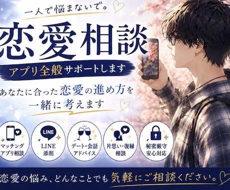 恋愛相談・LINE・アプリ相談承ります あなたに合った恋愛の進め方を一緒に考えます！ イメージ1