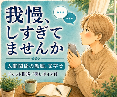 人間関係の愚痴、チャットで聴きます 家族・友人・職場のモヤモヤ／文字でそのまま・癒しボイス付 イメージ1