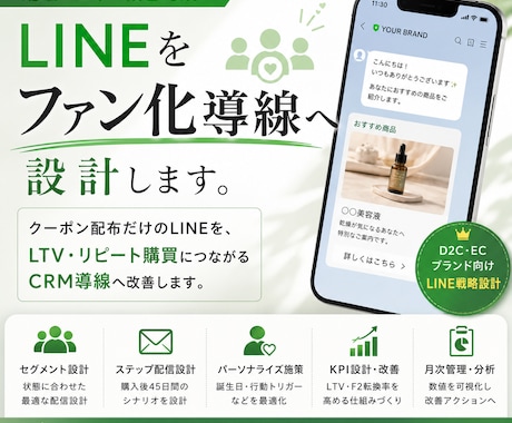 LINEをファン化導線へ設計します 配信ではなく、顧客育成を設計します イメージ1