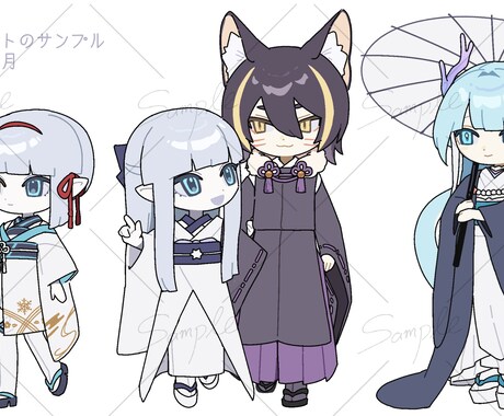 2〜5頭身くらいの可愛いイラストを描きます 可愛らしいデフォルメイラスト！ イメージ2