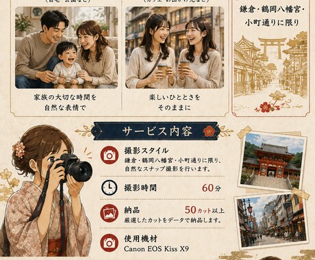 女性カメラマンが鎌倉での思い出を写真に撮ります 気軽に旅行の楽しい思い出を残してほしい！ イメージ1