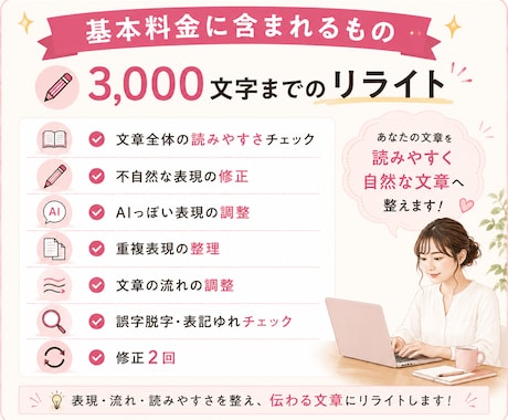 AI文章を自然で読みやすくリライトします ChatGPTなどで作った文章を「伝わる文章」に整えます！ イメージ2