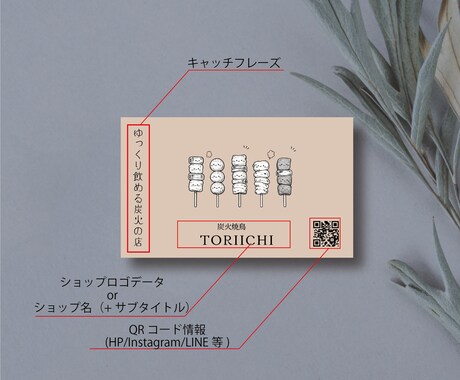 100枚込！セミオーダーでショップカード作成します ★飲食系★簡単オーダー 両面印刷 送料込みでお届け！ イメージ2