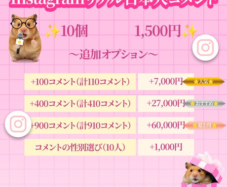 インスタ 運用 日本人 コメント 10個 増します ⭐ 保証付 ⭐ Instagram ⭐ SNS ⭐ 運用 ⭐ イメージ2
