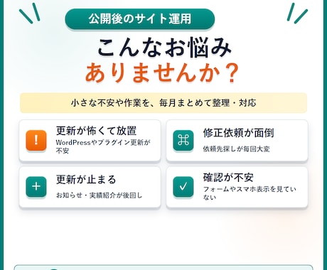 サイト保守と問い合わせ導線改善を月額で対応します 保守・更新から問い合わせにつながる改善実装まで継続サポート イメージ2