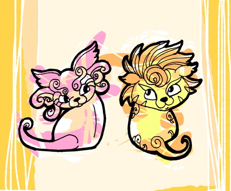 色紙に絵を描きます 不思議な動物の世界をお楽しみ下さい イメージ2