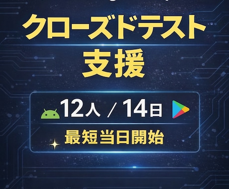 Google Playクローズドテスト支援します 12人・14日対応 最短当日開始 イメージ1
