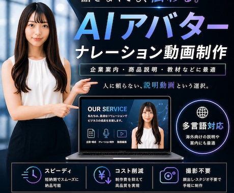 AI人物が話す、案内・説明・PR動画を制作します その説明、AIアバターに任せませんか。 イメージ1