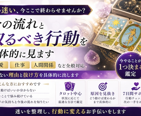 迷いを整理し今やるべき一手を出します 動けない理由と抜け方を具体的に出します イメージ2