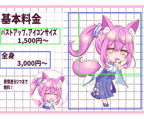 デフォルメでかわいいキャラクターイラストを書きます 表情差分付きで活動における汎用性抜群のデフォルメイラストです イメージ2