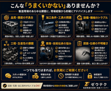 現場の「うまくいかない」を一緒に解決します 加工・工程・設備まで、約20年の現場経験から改善策を考えます イメージ2