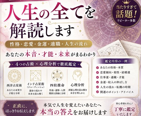 生年月日であなたの人生・恋愛・金運を完全解析します 成功するか失敗するか、全部わかります｜人生の分岐点を暴露 イメージ1