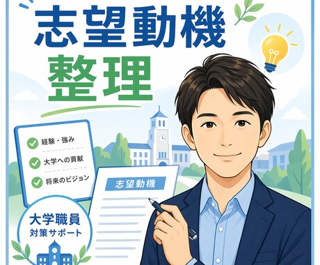 大学職員志望者向けに志望動機の整理メモを作成します 大学職員応募に向けた志望動機の軸を整理します イメージ1