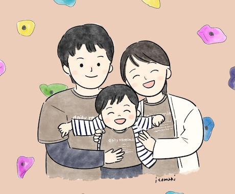 大切な思い出を残せる♡ゆるかわ家族の似顔絵描きます 毎日をハッピーに♩家族の幸せな瞬間をいつでも思い返せます♡ イメージ2