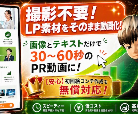 お手持ちのLP素材から高品質なPR動画を制作ます イメージ1