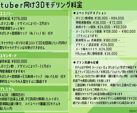Vtuber向け3Dモデル制作請け負います こちらはエコノミープランになります イメージ2