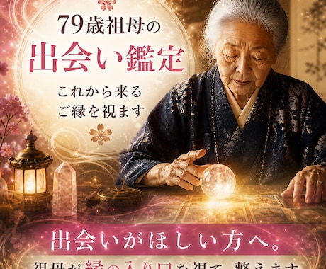 恋愛：79歳祖母の出会い鑑定/今後のご縁を視ます 出会いがほしい方へ。祖母が縁の入り口を視て、整えます。 イメージ1